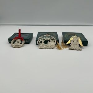 Lenox Gold Angel Joy, Behold Baby Jesus, Yuletide Teddy Bear Ornaments in Boxes